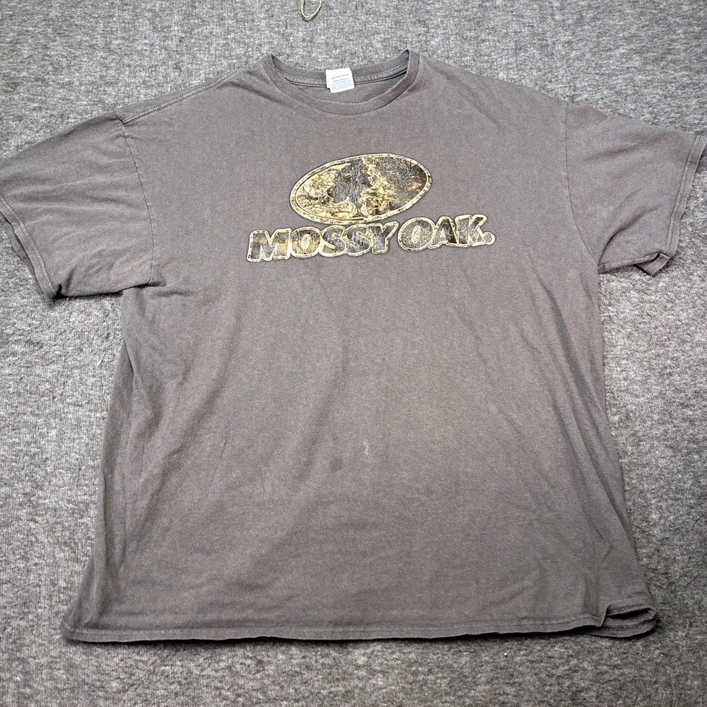 Mossy Oak Shirt Mens 2XL Vintage Hunting Camo Short Sleeve Faded Grey 90s‎